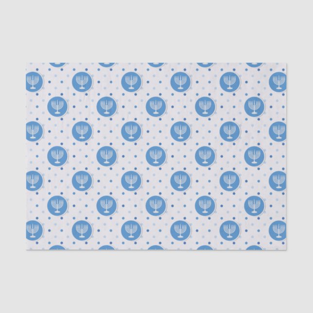 Hanukkah  Menorah on Polka Dots Tissue Paper (Front)