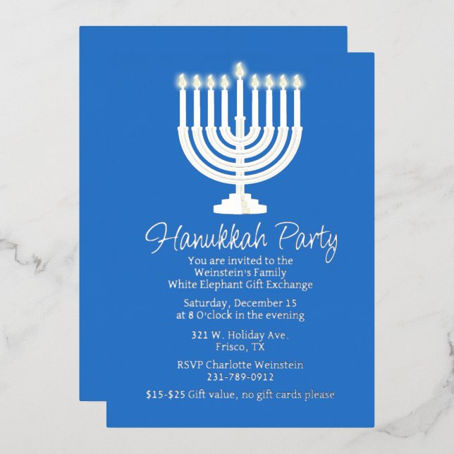 Hanukkah Menorah Party  (Front/Back)