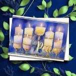 Hanukkah Menorah Peace Watercolor Foil Holiday Card<br><div class="desc">Hanukkah Menorah Peace Watercolor</div>