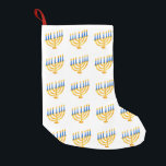 Hanukkah Menorah Small Christmas Stocking<br><div class="desc">Hanukkah, also known as the Festival of Lights, Feast of Dedication, is an eight-day Jewish holiday. -- - - The *Todays Event* Store has a few items for some major holidays, but mostly for the lesser known holidays, days of the week, etc. Categorized by month of the event. If you...</div>