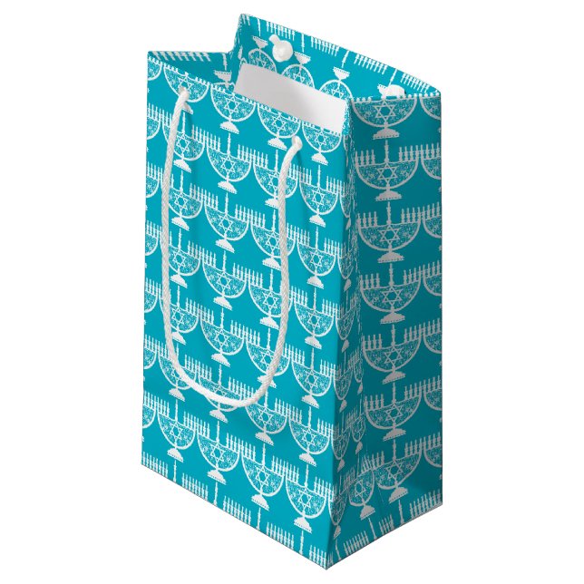 Hanukkah Menorah Small Gift Bag (Front Angled)