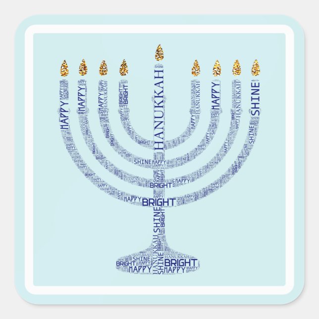 Hanukkah Menorah Typography Stickers (Front)