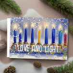 Hanukkah Menorah Watercolor Love and Light Foil Holiday Card<br><div class="desc">Hanukkah Menorah Watercolor Love and Light</div>
