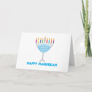 Hanukkah Menorah with face mask Card