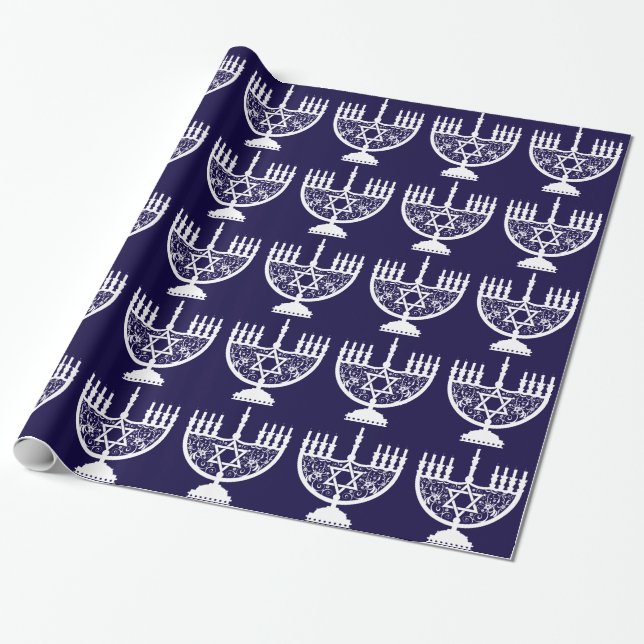 Hanukkah Menorah Wrapping Paper (Unrolled)