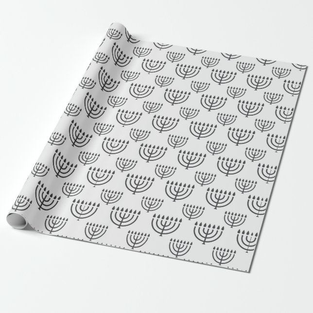Hanukkah Menorah Wrapping Paper (Unrolled)