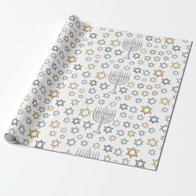 Hanukkah Menorah Wrapping Paper (Unrolled)