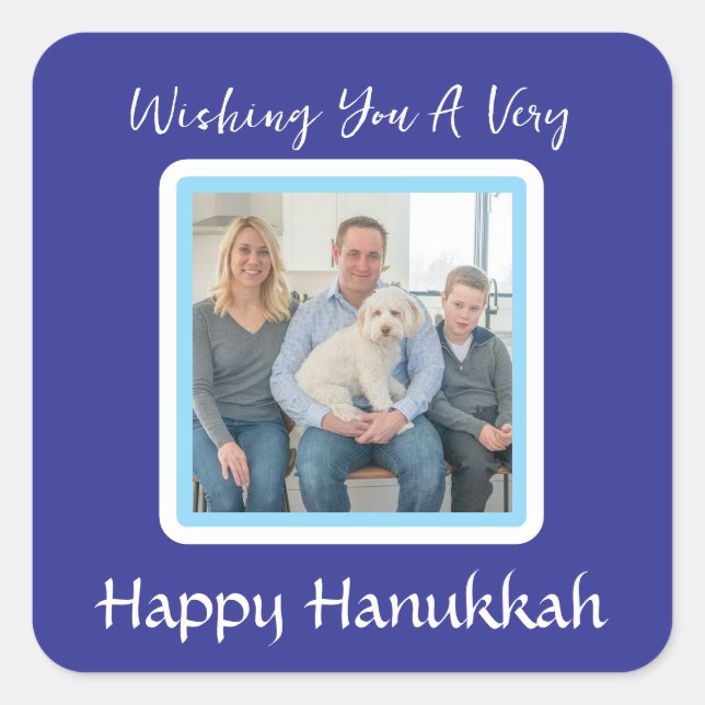 HANUKKAH message PHOTO CARD Square Sticker (Front)