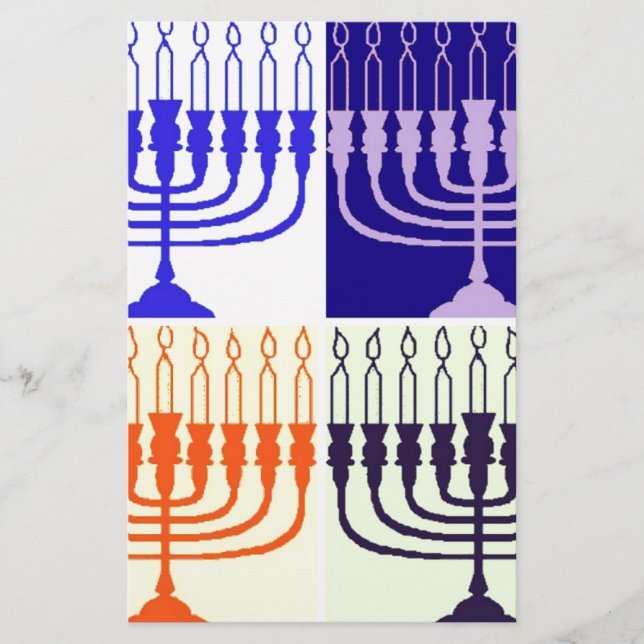 Hanukkah Minorah Stationery (Front)