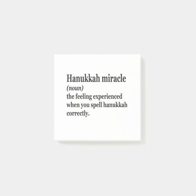 Hanukkah Miracle Funny Chanukah Jewish Definition  Post-it Notes (Front)