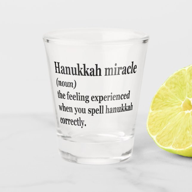 Hanukkah Miracle Funny Chanukah Jewish Definition Shot Glass (Front)