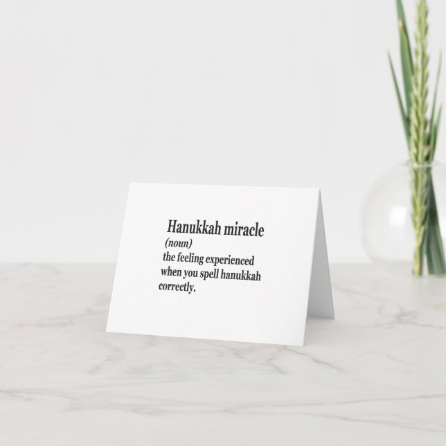 Hanukkah Miracle Funny Chanukah Jewish Definition  Thank You Card (Front)
