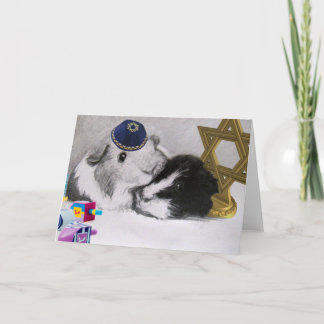 Hanukkah Mitzvah Peegs Guinea Pigs Customizable Holiday Card