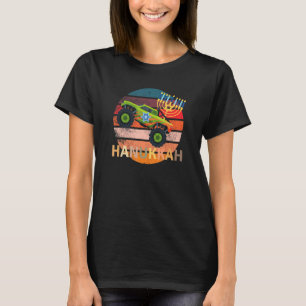 Hanukkah Monster Truck Dreidel Menorah  Retro Vint T-Shirt