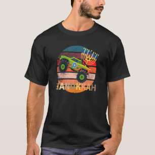Hanukkah Monster Truck Dreidel Menorah  Retro Vint T-Shirt