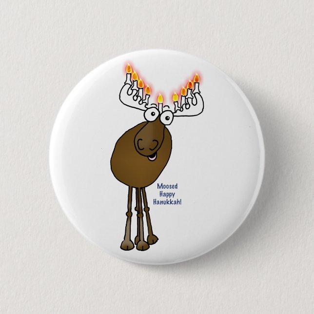 Hanukkah moose! 2 inch round button (Front)