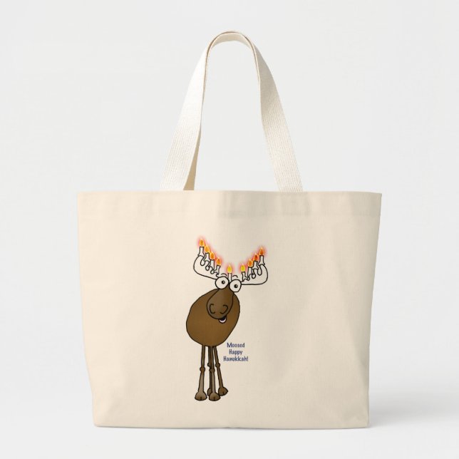 Hanukkah moose! large tote bag (Front)