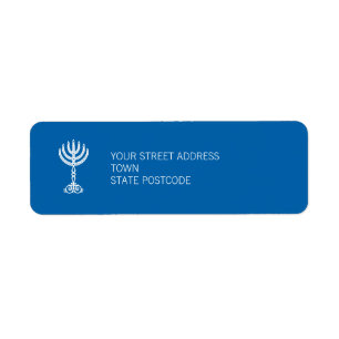 Hanukkah Motif blue Return Address Label