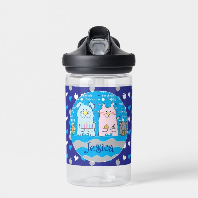 Hanukkah Mouse and Friends Water Bottle (Front)