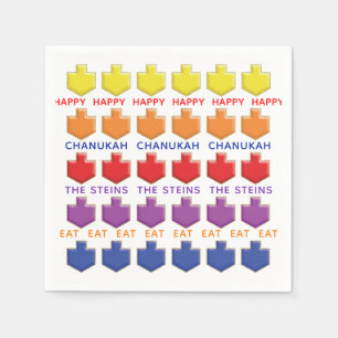 Hanukkah Napkin Personalize "3D Dreidels"
