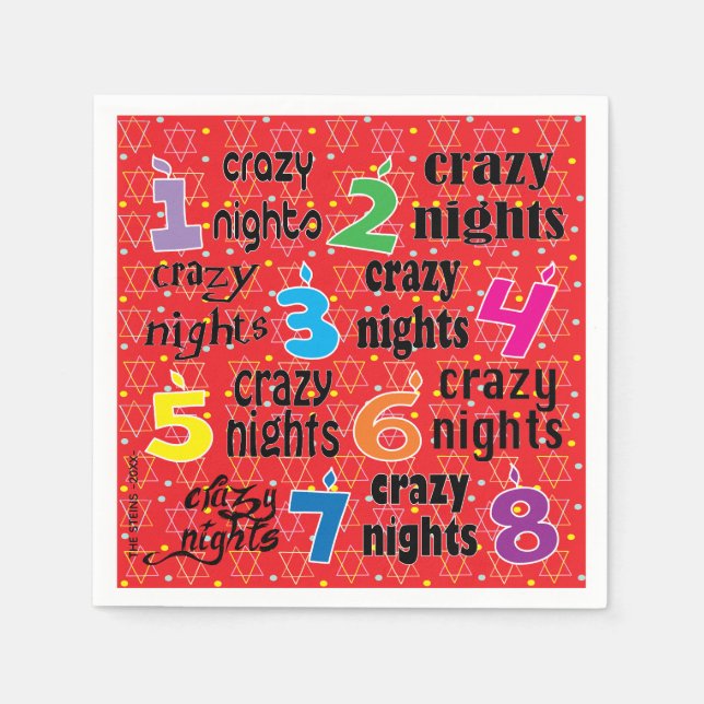 Hanukkah Napkin Personalize "8 Crazy Nights/Red (Front)