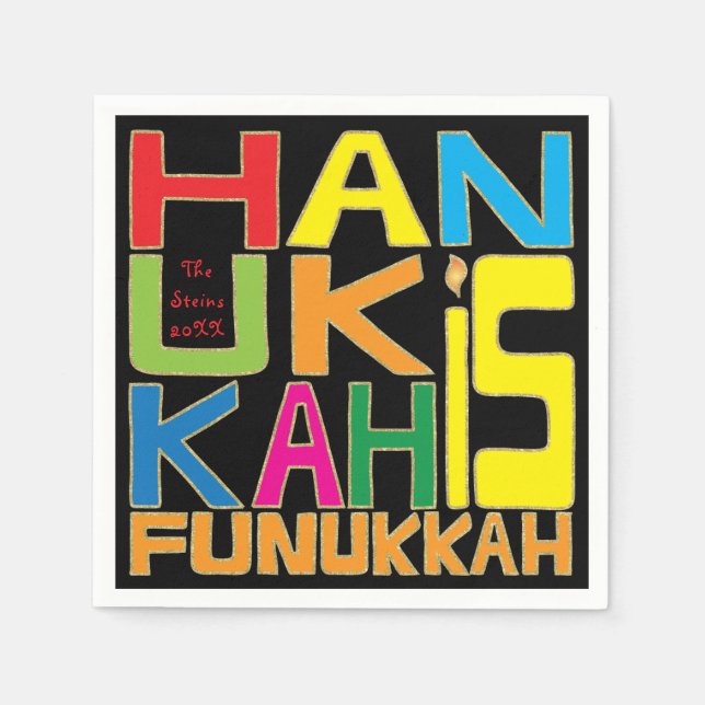 Hanukkah Napkin Personalize "Hanukkah Is Funukkah" (Front)