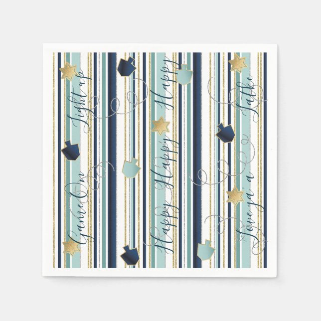 Hanukkah Napkin Personalize The New Elegant Too (Front)