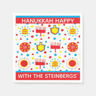 Hanukkah Napkins Personalize COLORFUL 8 NIGHTS