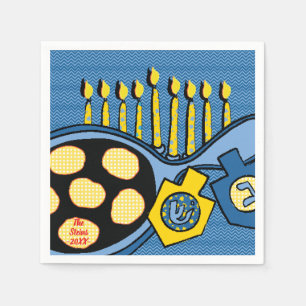 Hanukkah Napkins Personalize "Latkes & Lights"