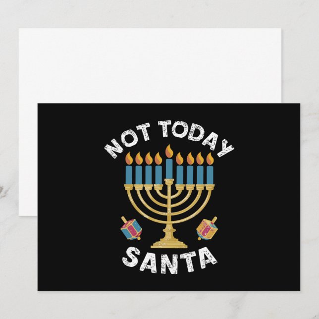 Hanukkah Not Today Santa Jewish Chanukah  Invitation (Front/Back)