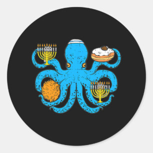Hanukkah Octopus Chanukah Jewish s Classic Round Sticker