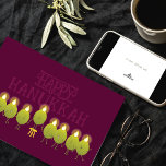 Hanukkah Olive Menorah | Wine Corporate Logo Card<br><div class="desc">Shine bright together this Hanukkah! This corporate greeting card features a playful group of olives who team up to form a glowing menorah with the message “Happy Hanukkah from olive us.” The inside includes a logo template on a crisp white background for easy company branding. Celebrate the spirit of teamwork...</div>