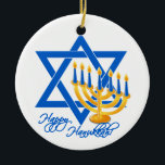 Hanukkah ornament - customize<br><div class="desc">Happy Hanukkah! Add your own text / image on the other side. See my store for more items with this print.</div>