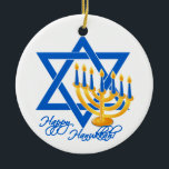 Hanukkah ornament - customize<br><div class="desc">Happy Hanukkah! Add your own text / image on the other side. See my store for more items with this print.</div>