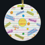 Hanukkah "Party Chanukah" Circle Ornament<br><div class="desc">Hanukkah "Party Chanukah" Circle Ornament. (2 sided) Personalize by deleting text on the ornament and replacing with your own. Then using your favorite font color, size, and style, type in your own words. Circle shape in center of ornament can also be changed out or deleted. Thanks for stopping and shopping...</div>