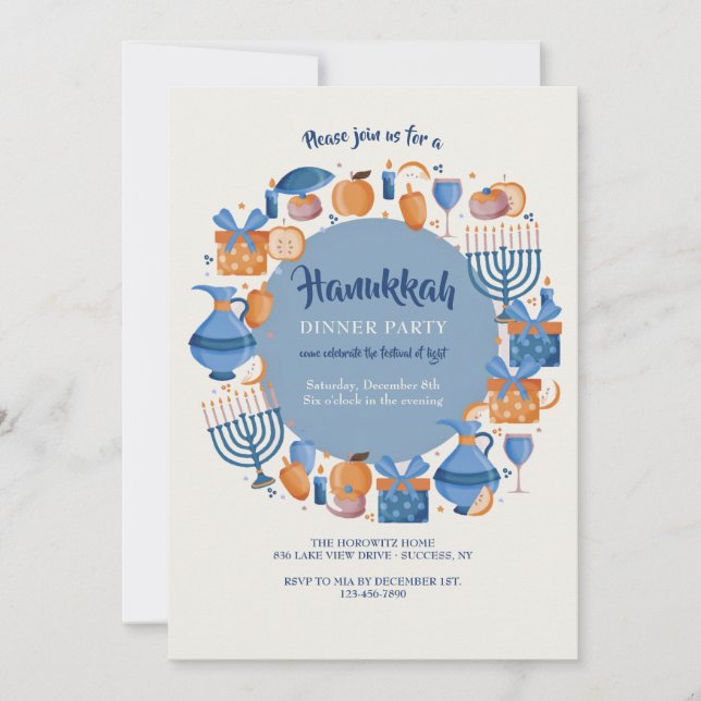 Hanukkah Party  Invitation (Front)