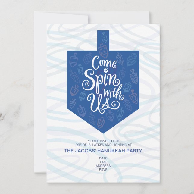 Hanukkah Party Invitation / Come Spin With Us (Front)