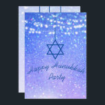Hanukkah Party Lights Glitter Blue Star David Invitation<br><div class="desc">A glitter background with a Star of David decoration is the basis of this seasonal Hanukkah custom design.
Easily change the information for your own custom Hanukka party invitation.</div>