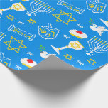 Hanukkah Pattern Wrapping Paper<br><div class="desc">Happy Hanukkah! Celebrate Hanukkah  this year with this Hanukkah Pattern. Navy blue background with white Menorah and another Hanukkah items.</div>