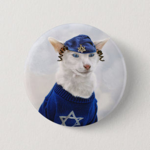 Hanukkah Payot Cat Holiday Button