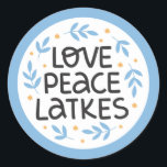 Hanukkah Peace and Latkes Sticker<br><div class="desc">Hanukkah design.</div>