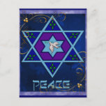 Hanukkah Peace Art Holiday Postcard<br><div class="desc">Dove of Peace inside star and the word "Peace" is a lovely gift and wish for the coming year. In blue,  greens,  purple.</div>