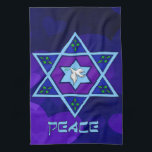 Hanukkah Peace Art Kitchen Towel<br><div class="desc">Blues of all shades,  lilac and lavender in a flower shape with a knotted six-sided star in the centre is a great way to celebrate Hanukkah and express your individuality at the same time.</div>
