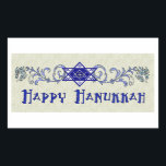 Hanukkah Peace Star Sticker<br><div class="desc">Scrollwork holds a Star of David with a Peace sign in the centre and a wish for a Happy Hanukkah.</div>