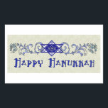 Hanukkah Peace Star Sticker<br><div class="desc">Scrollwork holds a Star of David with a Peace sign in the centre and a wish for a Happy Hanukkah.</div>