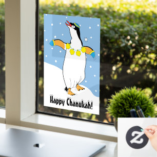 Hanukkah Penguin in the Snow Window Cling