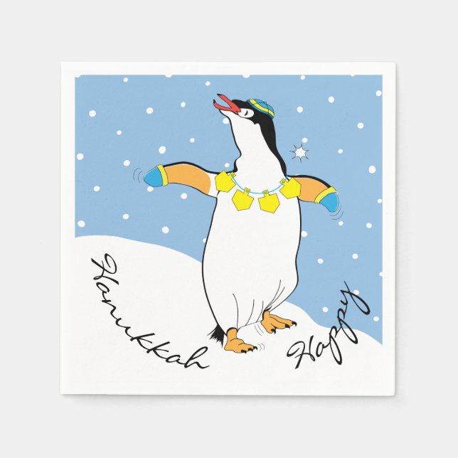 Hanukkah Penguin Party Napkin (Front)