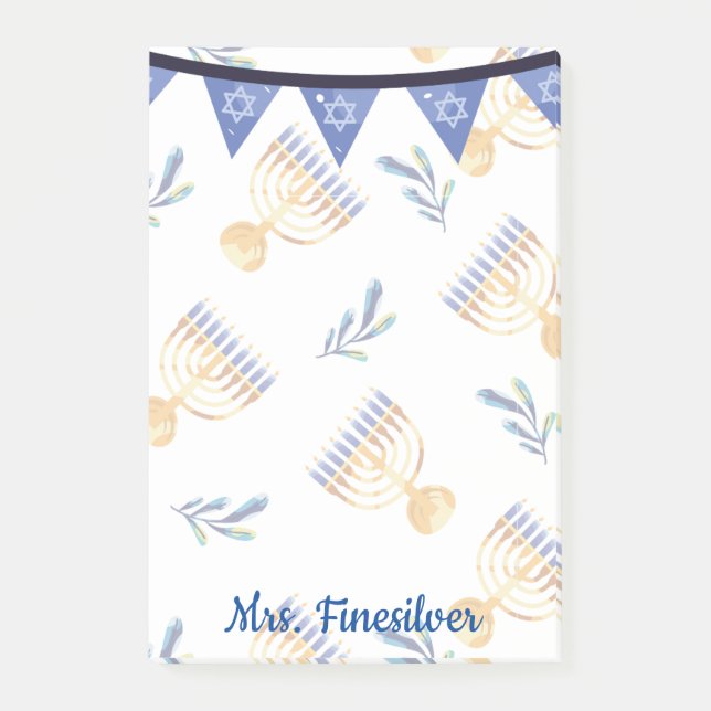 Hanukkah personalized blue star of David Post-it Notes (Front)