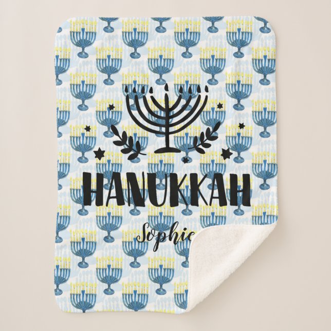 Hanukkah Personalized Sherpa Blanket (Front)