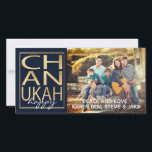 Hanukkah Photo Card/envelope Chanukah Happy Gold Holiday Card<br><div class="desc">"Chanukah Happy Gold" glossy, photo card with white envelope. Personalize by replacing photos and wording. Bring in your photo and edit with tools to crop, change filter and so much more. Replace my text "happy" and "Peace and Love, Karen, Ben, Kev, Sam, Steve & Jake" with your own messages. Customize...</div>